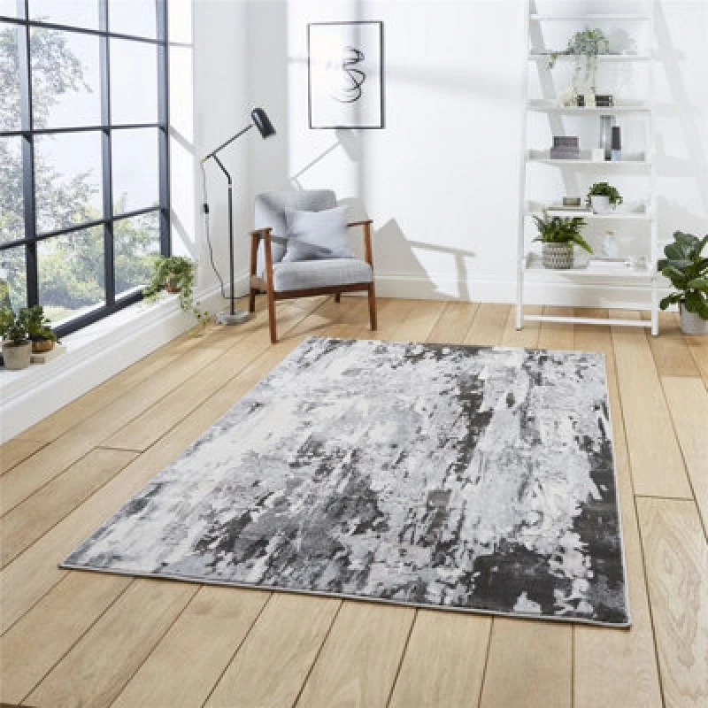 Image of Think Rugs Apollo Grey Rectangle 160 x 220cm Polypropylene Modern Abstract GR580, Grey APOGR580GRY1622