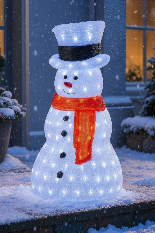 Image of Neo Large Festive Christmas 70cm Acrylic Light Up Snowman Outdoor in Cool White Cool White Unisex
