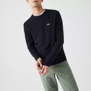 Image of Lacoste Mens Crew Neck Wool Sweater Size 4 - M Navy Blue