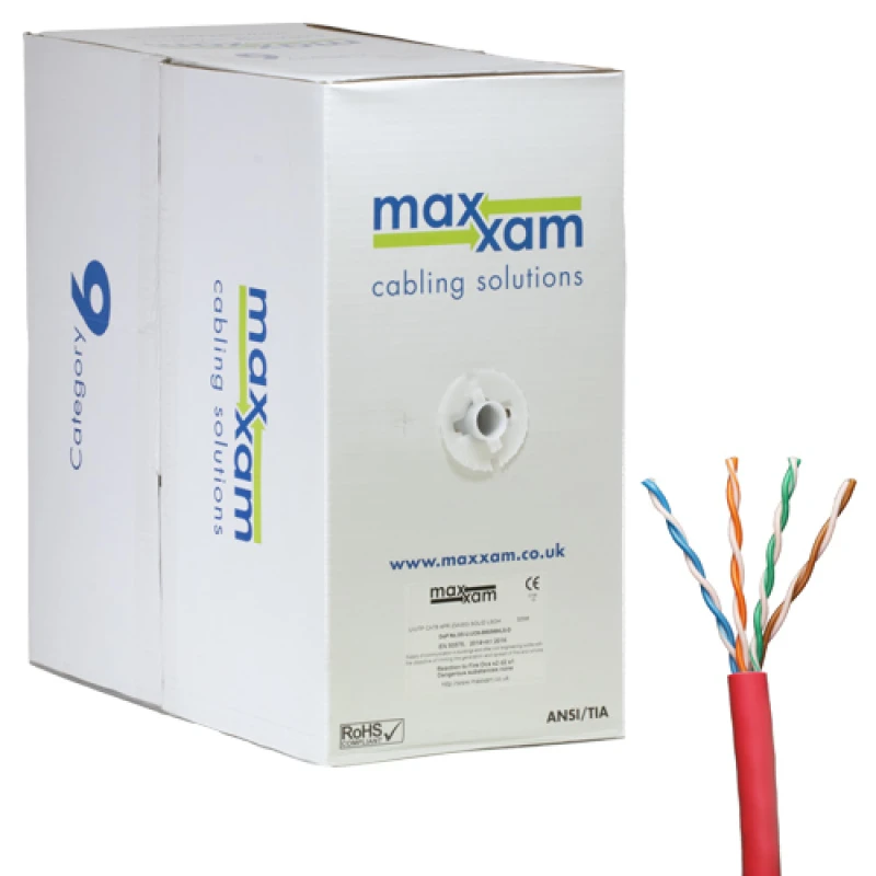 Image of Cablenet Cat6 Red U/UTP LSOH 23AWG Solid CPR Dca Cable 305m Reelex Box