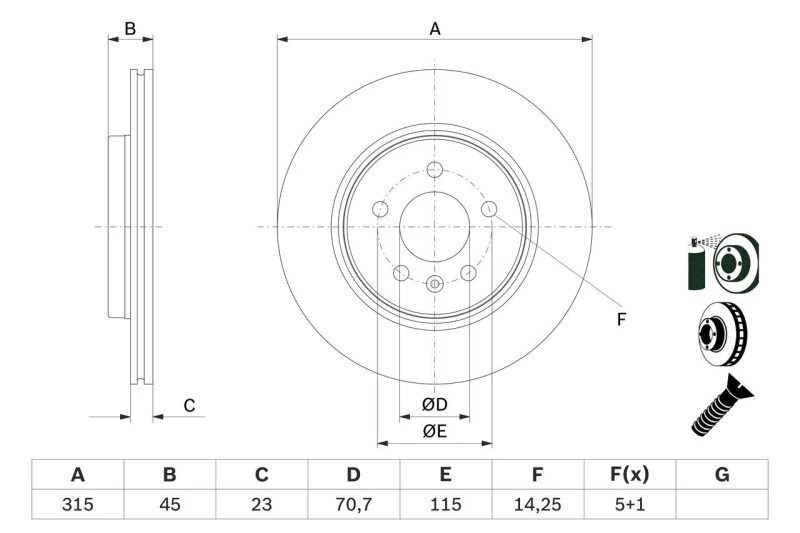 Image of Brake disc Bosch 0 986 479 F85