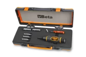 image of Beta Tools 971/C8 8pc Torque Screwdriver 1.2-6Nm & Acessory Kit for Tyre Valves