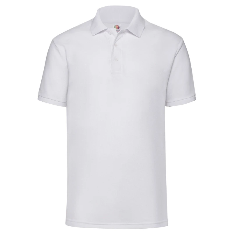 Image of Fruit Of The Loom Fruit of the Loom Men 65 35 Polycotton Pique Polo Shirt in White Size: Small White S Male 5063470734306