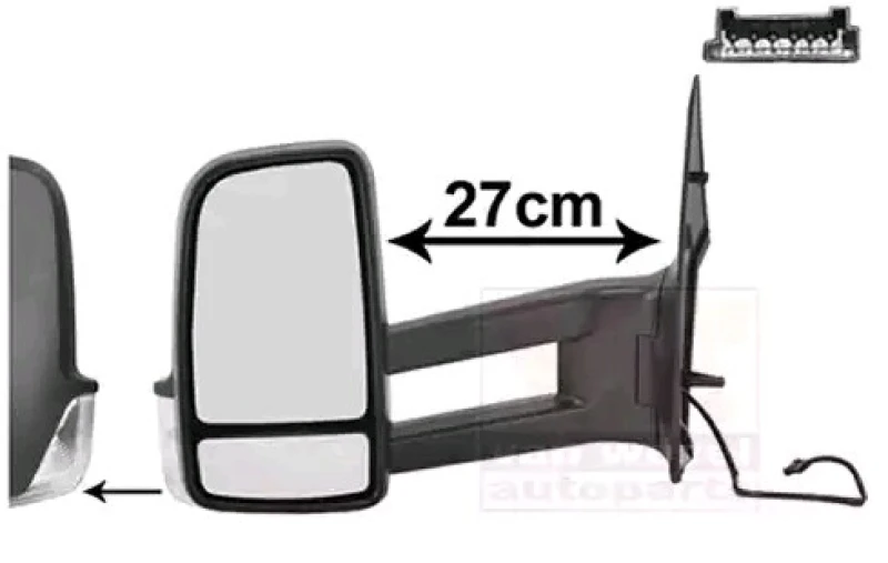 Image of VAN WEZEL 5862825 Wing mirror * HAGUS * Left, black, Long mirror arm, Rough Outside Mirror (50)