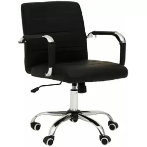 Image of Brent Black Leather Effect And Chrome Home Office Chair - Premier Housewares