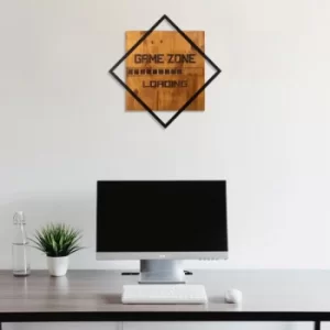 Image of Game Zone Walnut Black Decorative Wooden Wall Accessory