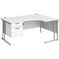 image of Dams International Right Hand Ergonomic Desk MC16ERP2SWH 1,600 x 1,200 x 725 x 800 - 990 mm