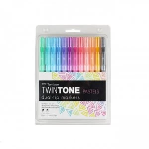 image of Tombow Dual Tip Twintone Pastel Pens PK12