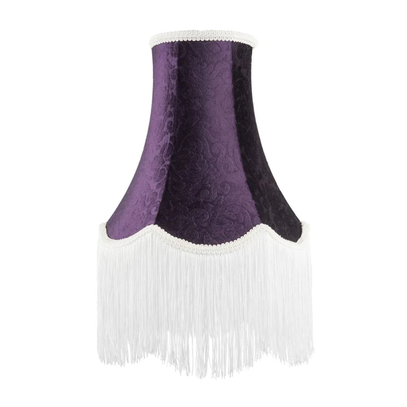 Image of Happy Homewares Victorian Styled Vintage Tall Lamp Shade in Purple Floral Velvet Size: 12" Purple Unisex 12"