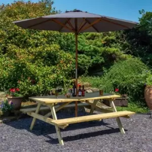 image of 6ft Picnic Table with Grey Parasol & Base