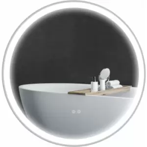 image of Dimmable Bathroom Mirror with LED Lights, 3 Colours, Defogging Film - Silver - Kleankin