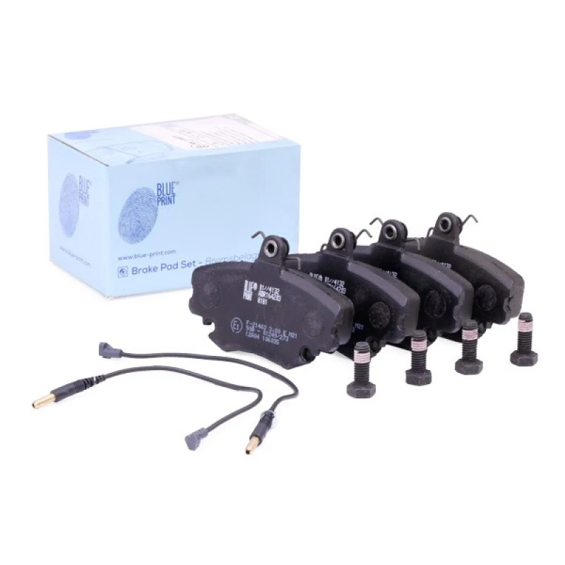 Image of Blue PRINT ADR164203 Brake pad set Front Axle, incl. wear warning contact, with fastening material Brake Pad Set,disc brake (402)