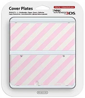 image of New 3ds Cover Plate Pink Stripe