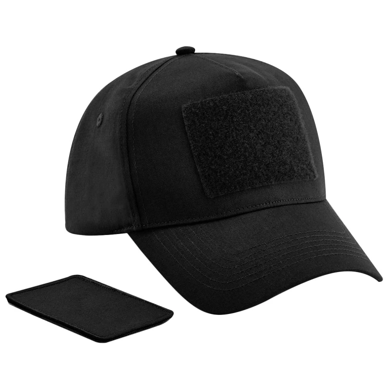 Image of Beechfield Beechfield Men 5 Panel Removable Patch Cap in Black One Size Male 5063107038340