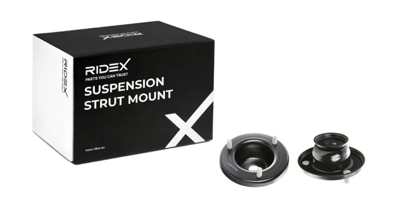 Image of RIDEX 1180S1071 Top strut mount Front axle both sides, without rolling bearing Metal Suspension Strut Support Bearing (1180)