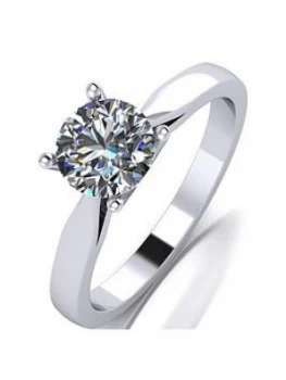 Image of Moissanite Platinum 1ct Moissanite Solitaire Ring, Platinum, Size R, Women