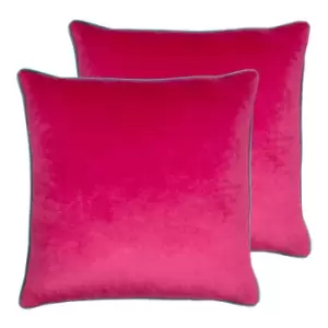 Image of Paoletti Meridian Twin Pack Polyester Filled Cushions Raspberry/Teal