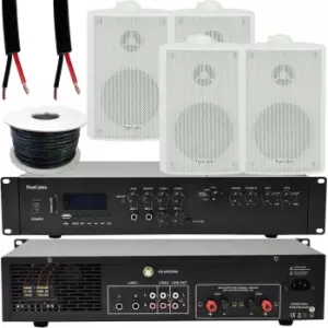 Image of 400W LOUD Outdoor Bluetooth System 4x White Speaker Weatherproof Garden Music