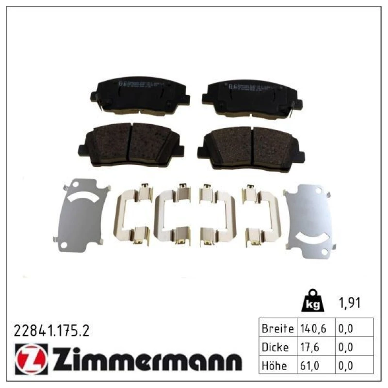 Image of ZIMMERMANN Brake pad set ZIMMERMANN 22841.175.2