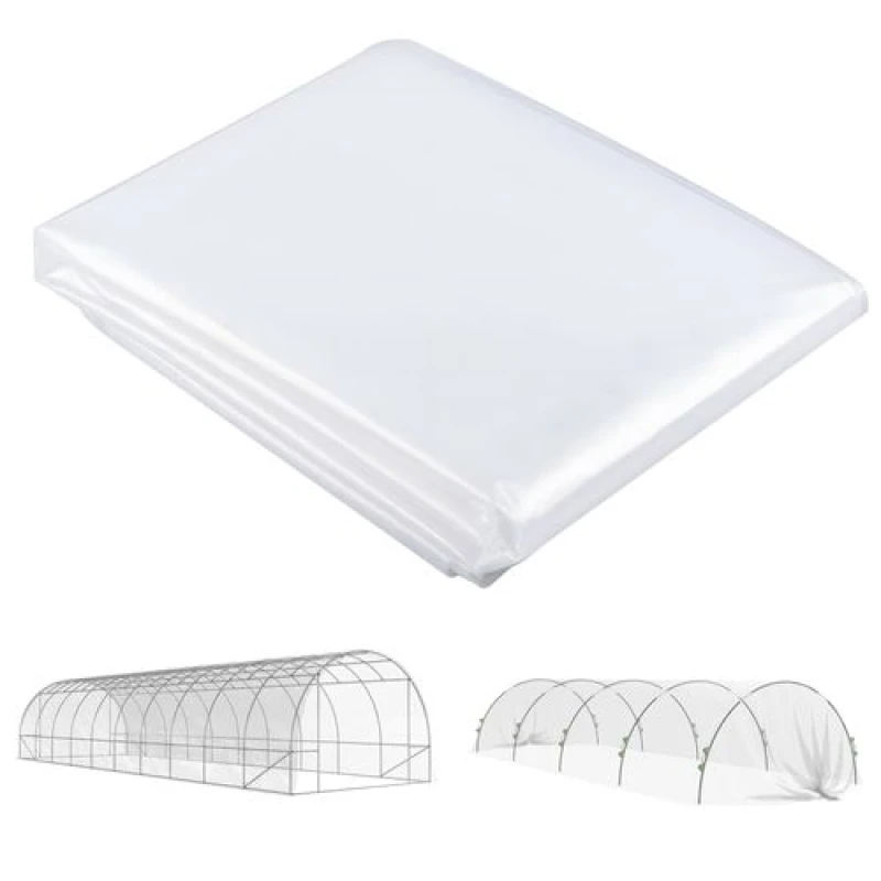 Image of Outsunny 6 X 10m UV Resistant Waterproof Plastic Polytunnel Cover, Clear Clear