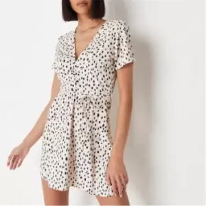 Missguided Dalmatian Print Half Button Tea Dress - Multi