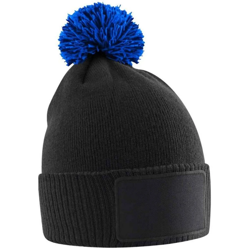 Image of Beechfield Snowstar Patch Beanie in Black Unisex One Size