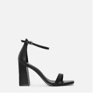 image of Missguided Faux Leather Block Heeled Sandals - Black