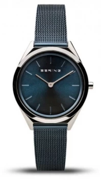 Image of Bering Unisex Ultra-Slim Navy Mesh Bracelet 17031- Watch