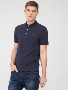 Image of Farah Blanes Pique Polo Shirt - Navy