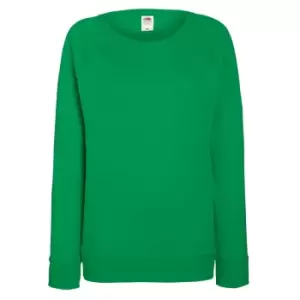 Image of Fruit OF The Loom Ladies Fitted Lightweight Raglan Sweatshirt (240 GSM) (XS) (Kelly Green)