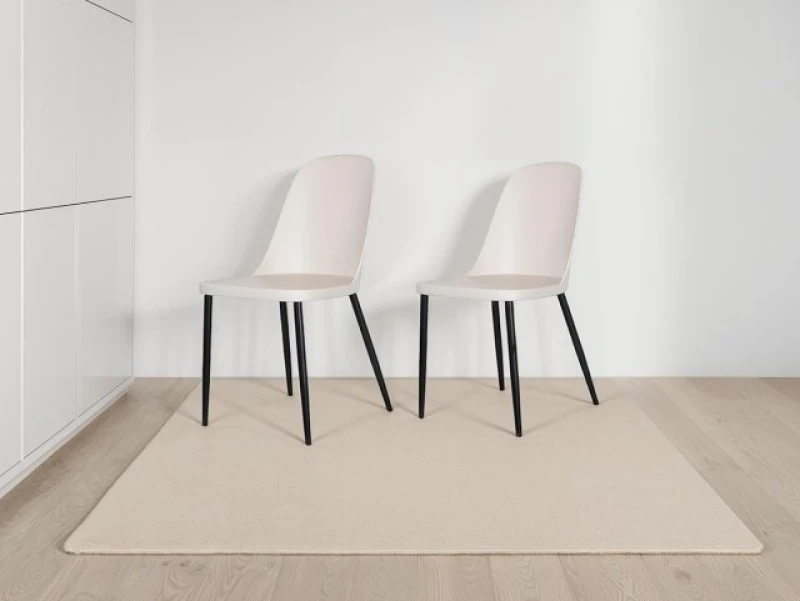 Image of Core Products Aspen Plastic Duo Chair With Black Metal Legs (Pair) Beige