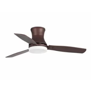 Tonsay 2 Light Large Ceiling Fan Wood, Dark Brown with Light, E27