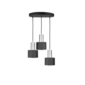 Image of Luce Cluster Pendant Ceiling Light Black, Silver, 30cm, 3x E27