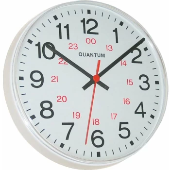 Image of 950 8.5' Round White 24-Hour Quartz Clock - Quantum