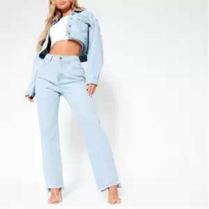 I Saw It First Diamante Straight Leg Jeans - Blue