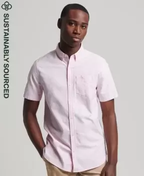 Image of Superdry Mens Organic Cotton Vintage Oxford Short Sleeve Shirt Pink / City Pink - Size: S