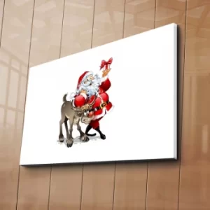 Image of 4570YYC-003 Multicolor Decorative Canvas Painting Santa and Rudolph