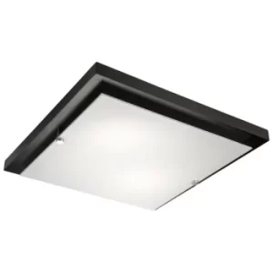 image of Square Simple Flush Ceiling Light Wenge, 2x E27