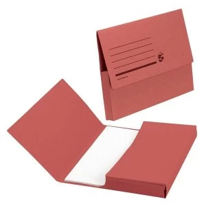 image of 5 Star A4 Document Wallet Half Flap 285gsm Red Pack of 50