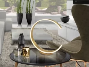 Image of Ozono Integrated LED Table Lamp, Brushed Matt Gold