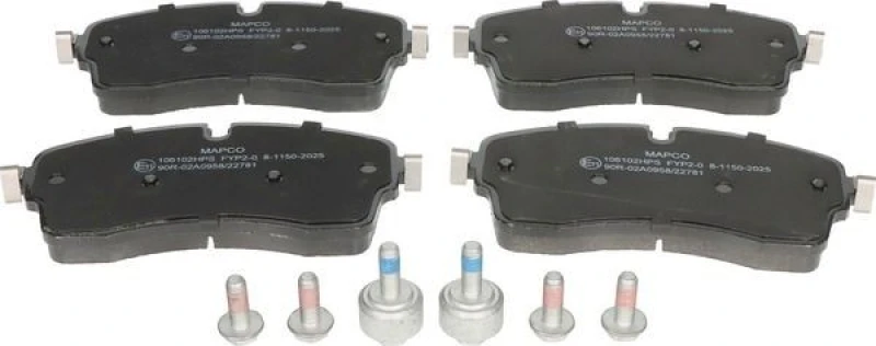 Image of MAPCO 106102HPS Brake pad set Front Axle, excl. wear warning contact, with brake caliper screws Brake Pad Set,disc brake (402)