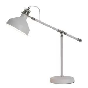 image of Adjustable Table Lamp, 1 x E27, Sand White, Satin Nickel, White