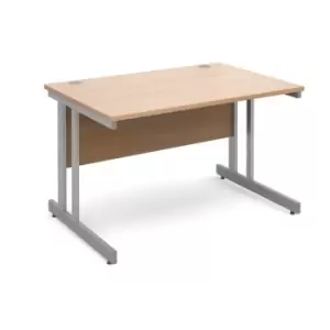 Image of Dams Momento straight desk 1200mm x 800mm - silver cantilever frame, beech top
