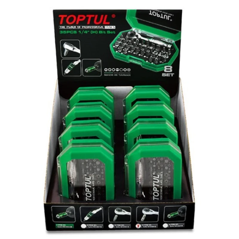 Image of TOPTUL GACW3504S Screwdriver Bit Set Number of tools: 8, Plastic Cassette Screwdriver Bit Set (6625)