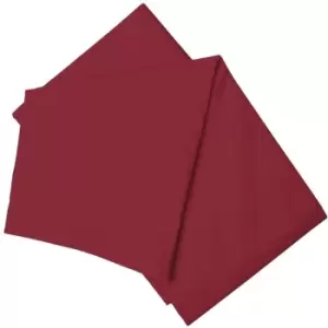 Image of Belledorm Brushed Cotton Flat Sheet (Single) (Red) - Red