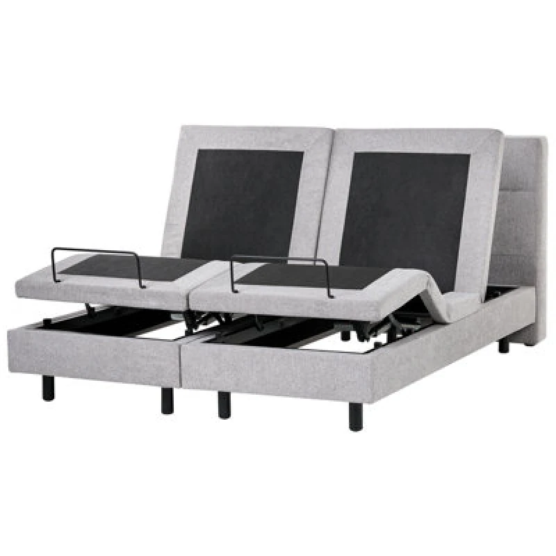 Image of Beliani Adjustable Bed Fabric Viceroy 160 X 200 Cm (Eu King Size) Light Grey