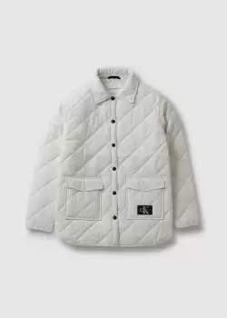 Image of Calvin Klein Kids Quilted Wide Overshirt In Ivory