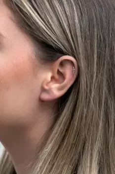 Image of Silver Plated Recycled Cubic Zirconia Mini Ear Climber - Gift Pouch
