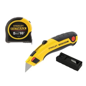 Image of Stanley Tools FatMax Triple Pack - Tape, Retractable Knife and Blades