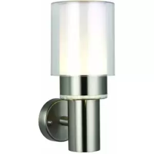 Image of Loops - IP44 Outdoor Wall Light Brushed Steel & Diffused Frost Shade 10W Cool White led
